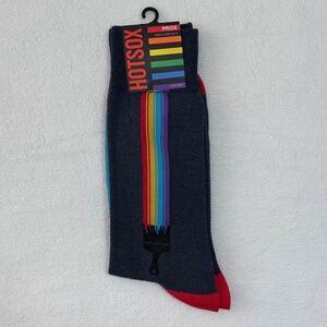 Hot Sox Rainbow Brush Crew Socks, Denim Heather, Pride, Men's 10-13